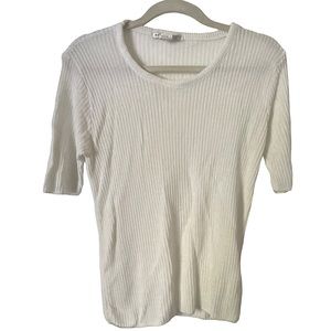 Vintage Nick‎ Osborne Rayon Cream Crewneck Short Sleeve Top